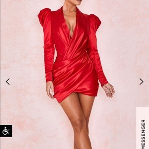 House of CB Red Satin Mini Dress